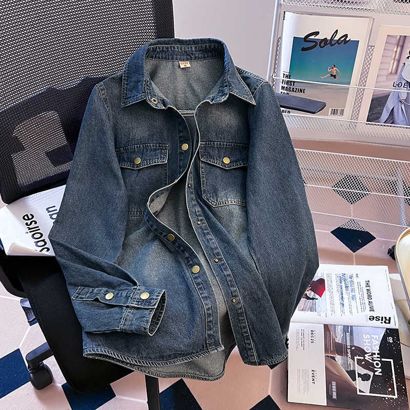 Jakna preko ramena, gornji dio mekane traper košulje za žene, proljeće i jesen 2025., nova modna retro traper košulja, kaput za žene