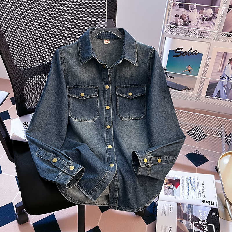 Jakna preko ramena, gornji dio mekane traper košulje za žene, proljeće i jesen 2025., nova modna retro traper košulja, kaput za žene