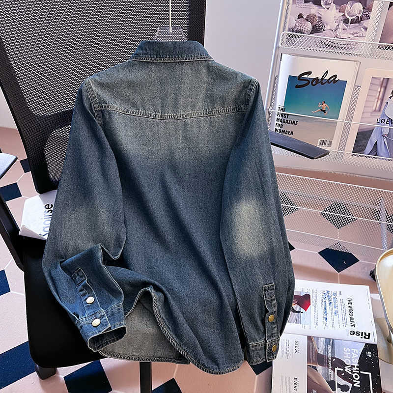 Jakna preko ramena, gornji dio mekane traper košulje za žene, proljeće i jesen 2025., nova modna retro traper košulja, kaput za žene
