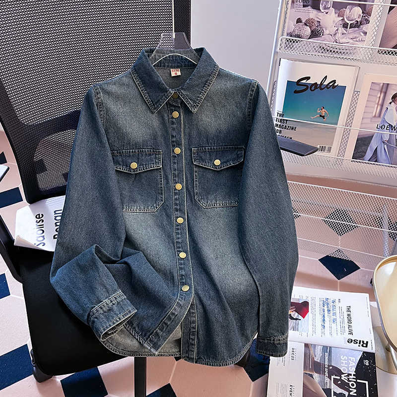 Jakna preko ramena, gornji dio mekane traper košulje za žene, proljeće i jesen 2025., nova modna retro traper košulja, kaput za žene