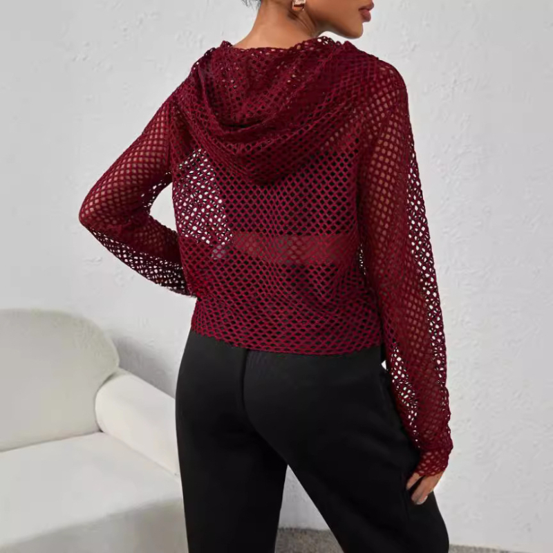 2024 Prekogranično proljeće i ljeto Europa i Amerika Amazon Novi pleteni top s kapuljačom, široki, s šupljom podlogom i ženskim...