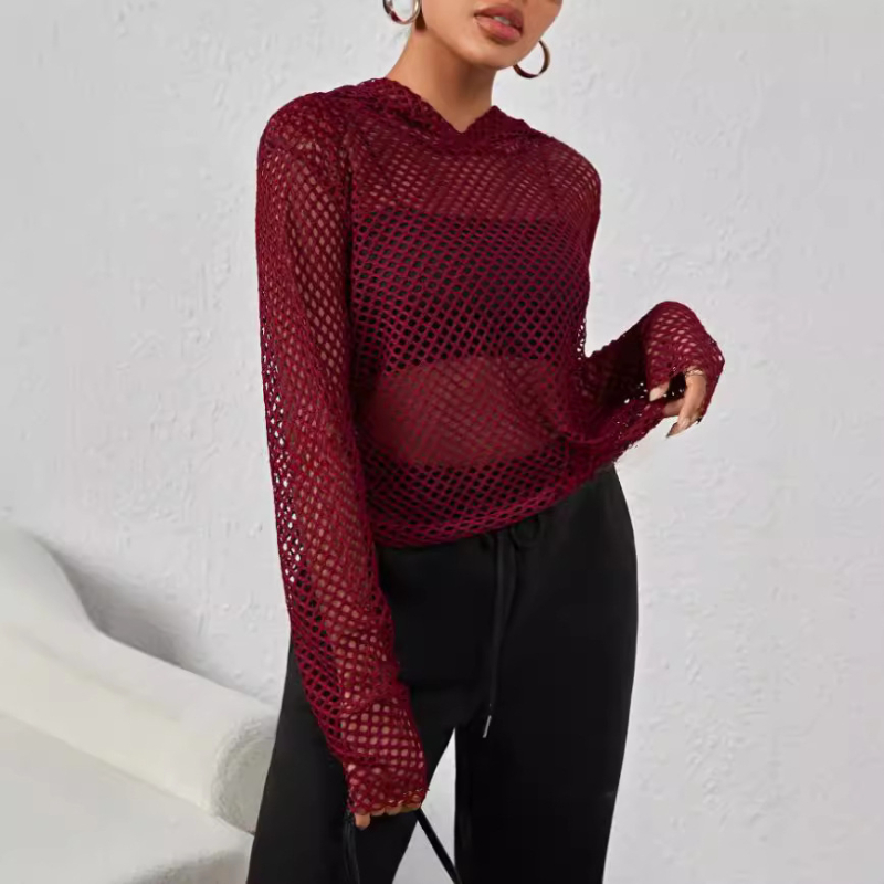 2024 Prekogranično proljeće i ljeto Europa i Amerika Amazon Novi pleteni top s kapuljačom, široki, s šupljom podlogom i ženskim...