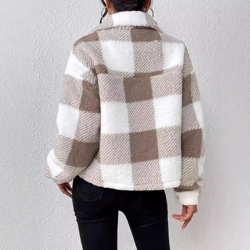 Zimska elegantna nova elegantna kratka reverna uska jednostavna plišana jakna 5361