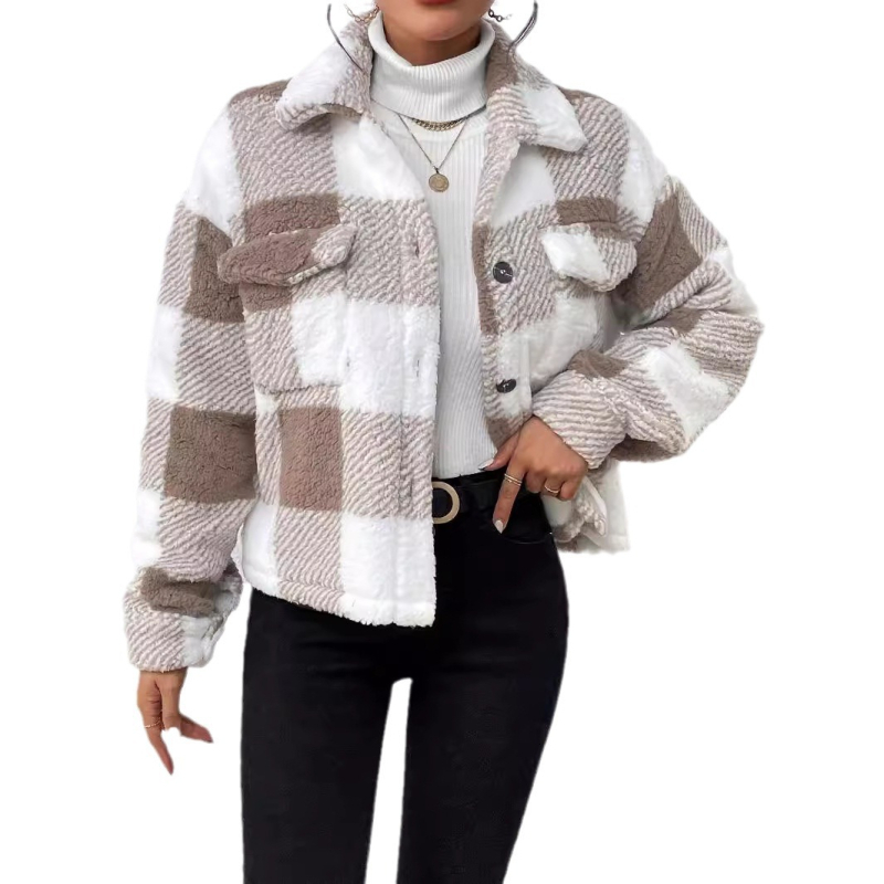 Zimska elegantna nova elegantna kratka reverna uska jednostavna plišana jakna 5361