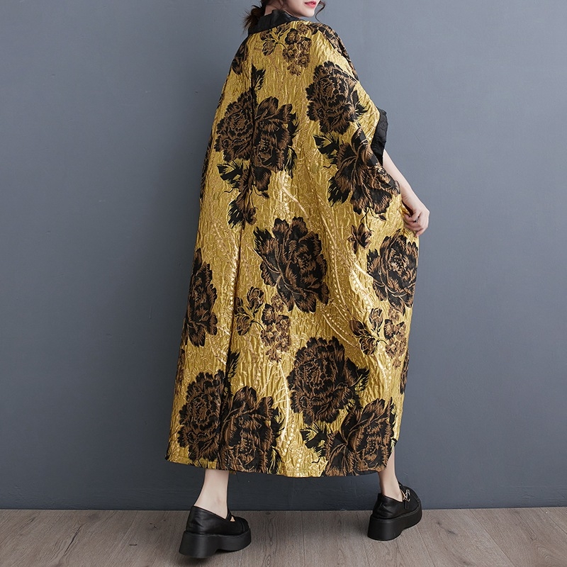 Cardigan de primăvară 2024, stil chinezesc, cu imprimeu jacquard floral, casual, mărime plus, cu mâneci tip liliac, în culori asortate