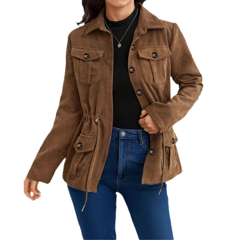 „Amazon“ europietiškos ir amerikietiškos moteriškos laisvalaikio stiliaus striukė iš poliesterio, vienspalvė, austa, su peteliške