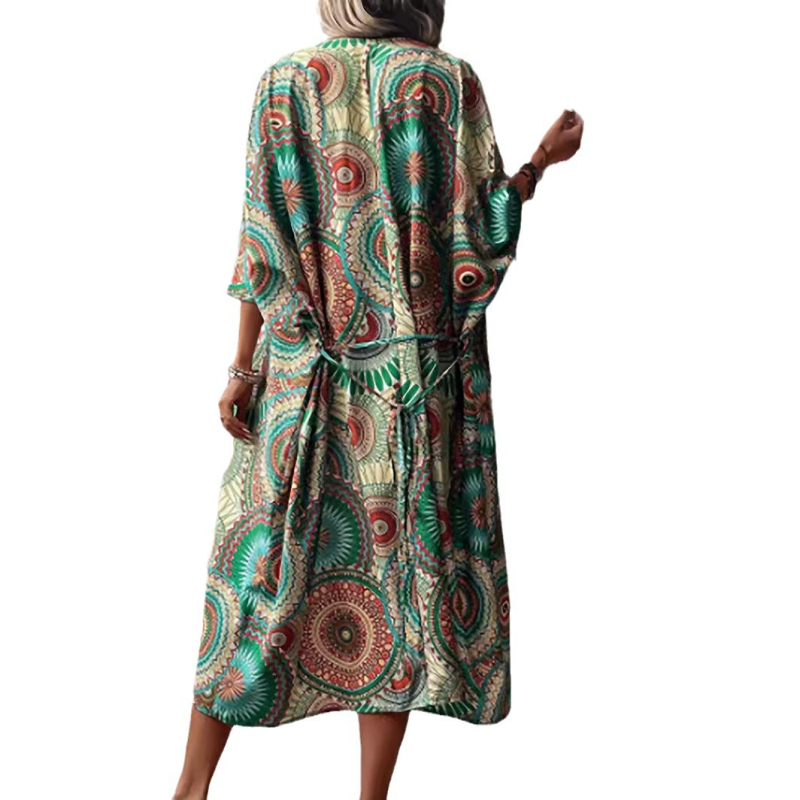 Ženski kaput s etničkim printom, ležerni, široki, ležerni, modni, elegantni, ženski