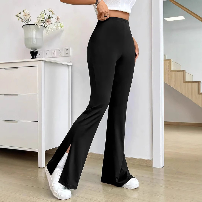 2024 Europska i američka modna ženska odjeća Amazon Visoki struk Jednobojne hlače s razdjelnim hlačama, visoke nove joge