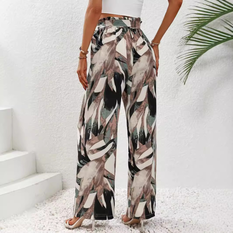 Europska i američka prekogranična ženska odjeća Amazon 2024 Modne ležerne hlače s printom i naramenicama, udobne ravne hlače