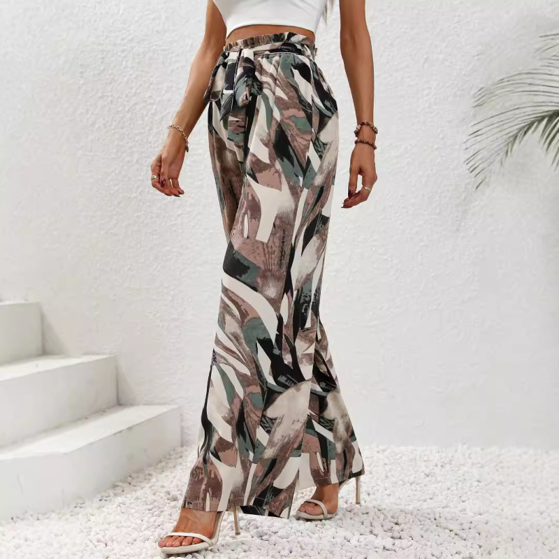 Europska i američka prekogranična ženska odjeća Amazon 2024 Modne ležerne hlače s printom i naramenicama, udobne ravne hlače