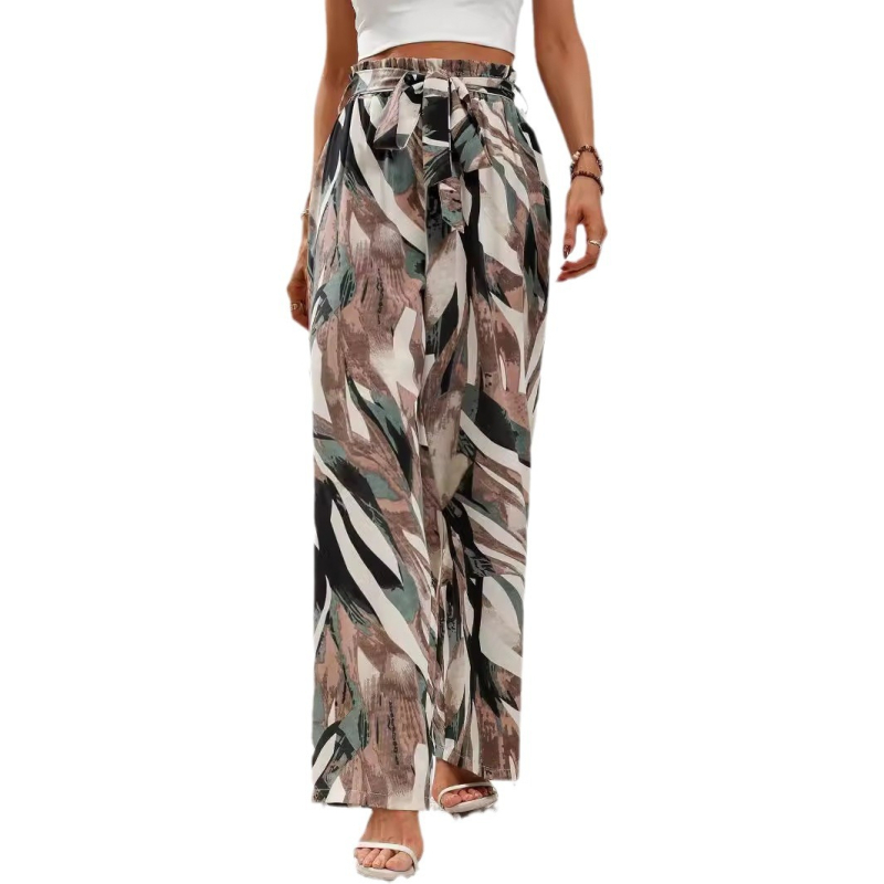 Europska i američka prekogranična ženska odjeća Amazon 2024 Modne ležerne hlače s printom i naramenicama, udobne ravne hlače