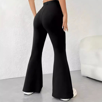 Užsienio prekybos juodos ryklio platėjančios kelnės, aukštu juosmeniu, siauros, tamprios moteriškos kelnės, deivės mikro platėjančios moteriškos kelnės.