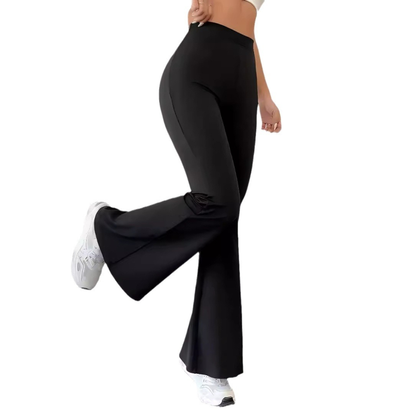 Užsienio prekybos juodos ryklio platėjančios kelnės, aukštu juosmeniu, siauros, tamprios moteriškos kelnės, deivės mikro platėjančios moteriškos kelnės.