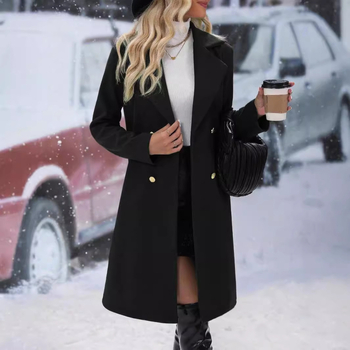 Amazon temuTK Prekogranični Jesenski i Zimski Popularni Ženski Remen Dvostruko Kopčanje Vuneno Odijelo Ovratnik Vanjski Odjevni predmet