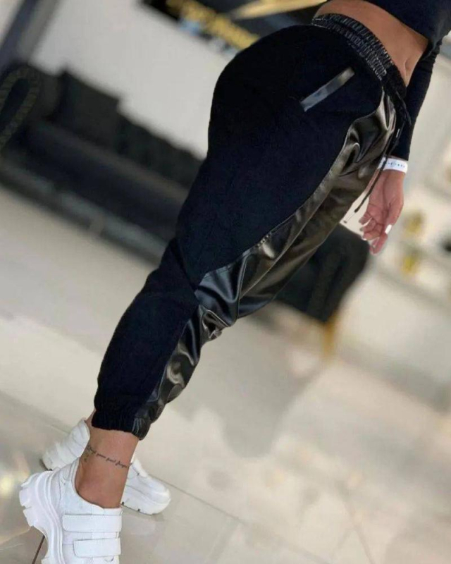 „Amazon“ vasarinės aptemptos moteriškos mados PU pleistrų laisvalaikio kelnės