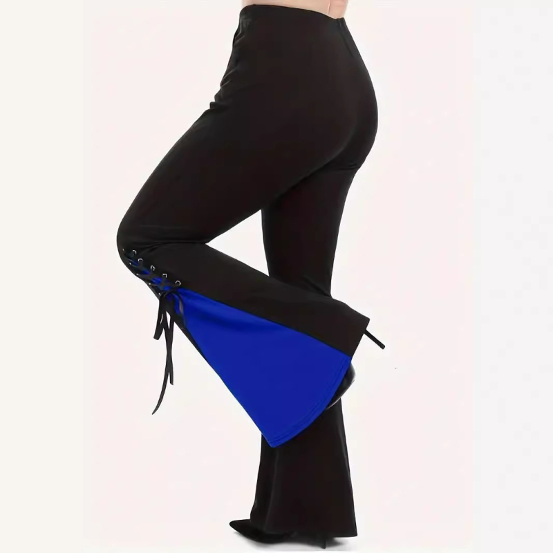 Piiriülesed Amazoni Euroopa ja Ameerika naisterõivad kevad- ja suveplahvatuste mood vabaaja sinise ja musta värvi paeltega dekoratiivsed pluss-suuruses kellukesed püksid