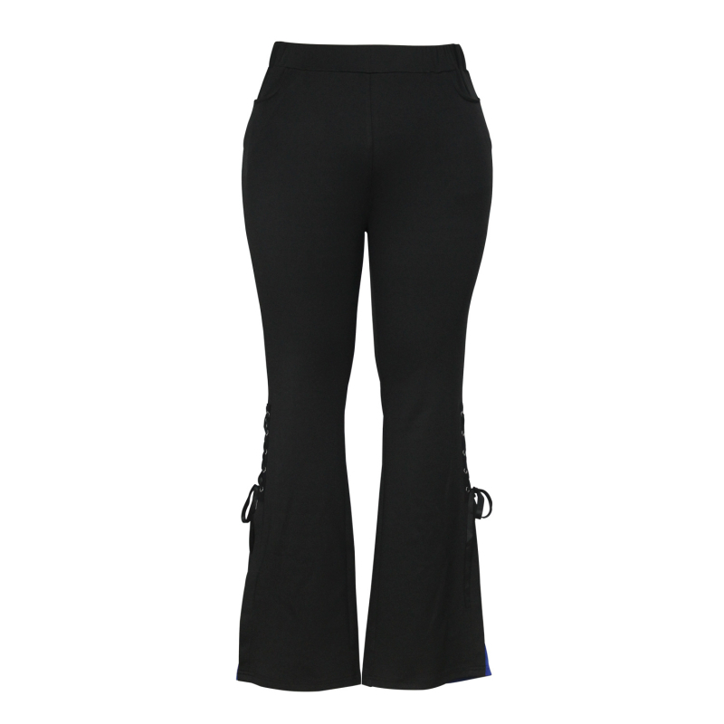 Piiriülesed Amazoni Euroopa ja Ameerika naisterõivad kevad- ja suveplahvatuste mood vabaaja sinise ja musta värvi paeltega dekoratiivsed pluss-suuruses kellukesed püksid