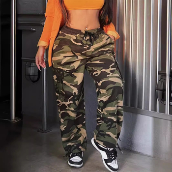 Amerikai stílusú High Street Vintage Camouflage zárónadrág Hiphop Hiphop Slim nadrág Női lábszárvédős lezser zárónadrág Trendi márka