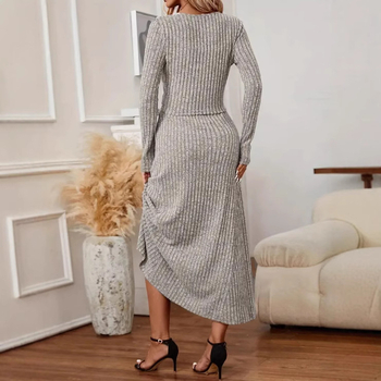 2024. aasta Amazoni Euroopa ja Ameerika uue Korea stiilis vabaaja kootud kardigan elastse vöökohaga kaheosaline komplekt triibulise kootud seelikuga