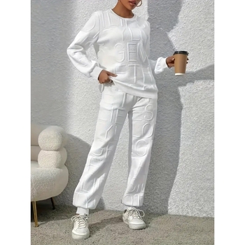 Amazoni Euroopa ja Ameerika piiriülene naiste kevad-sügis-talvine vabaaja lahtise valge kirjaga žakaarmee kampsuni kaelusega pikkade varrukatega dressipluus