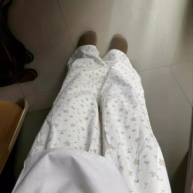 Korejske retro cvjetne ravne ležerne hlače za žene, tanke ljetne hlače visokog struka za mršavljenje i širokih nogavica Yamamoto, vruće na veliko