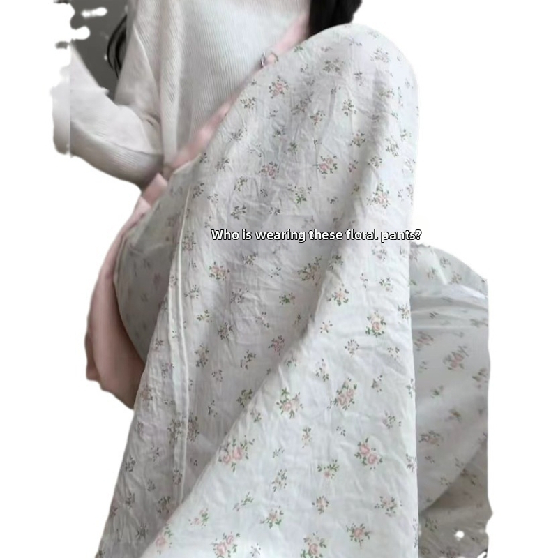 Dámske rovné ležérne nohavice v retro kvetinovom vzore v kórejskom štýle, tenké letné nohavice Yamamoto s vysokým pásom a širokými nohavicami, horúci veľkoobchod