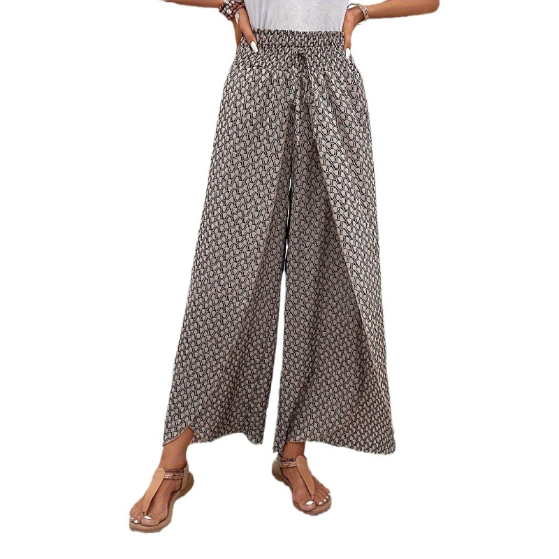 Amazon Tiktoktemu Europska i američka ženska odjeća za ljeto 2024., nova modna Joker cvjetna suknja s bočnim prorezom i širokim nogavicama