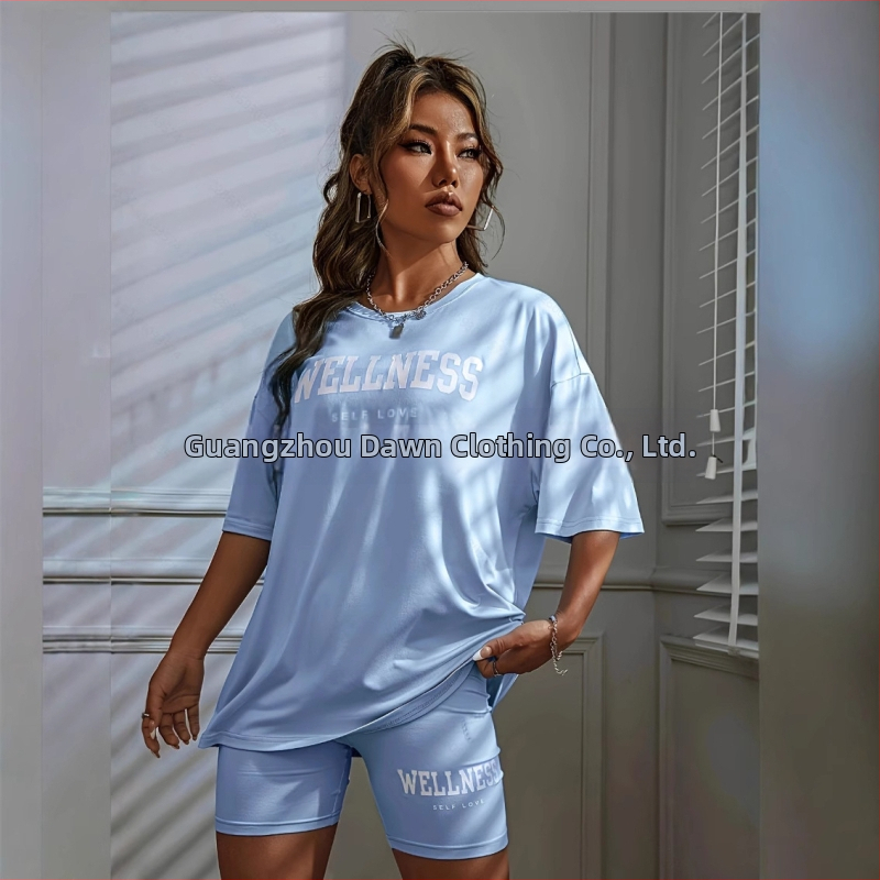 2025 Трансграничен европейски и американски летен нов комплект свободни спортни шорти с принт на букви