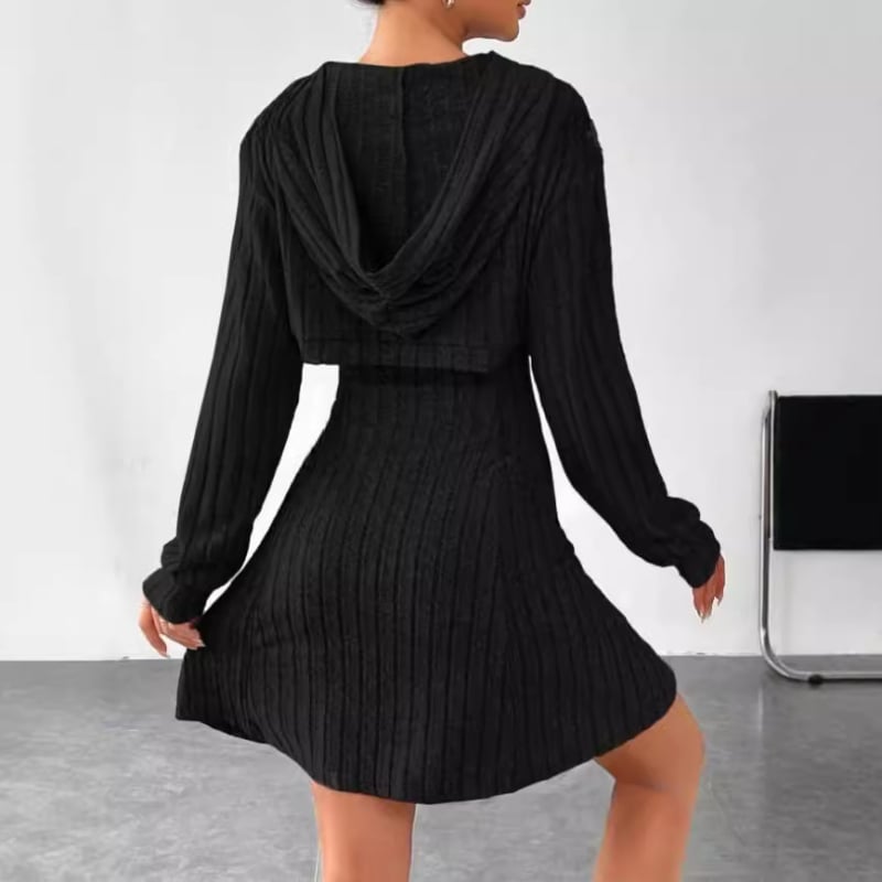 Europska i američka neovisna postaja, najprodavanija ženska odjeća, jednostavno slatko modno odijelo, jesensko-zimski set od dva dijela, šal-haljina s kapuljačom