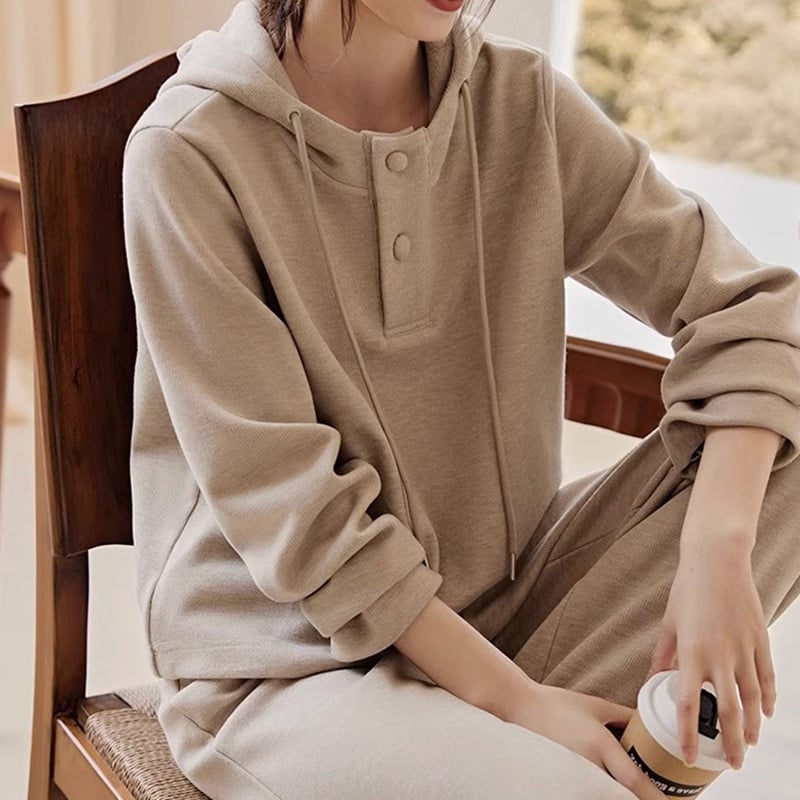 Maillard Wear Costum de damă stil leneș 2024 Toamna nouă la modă cu glugă subțire Set din două piese