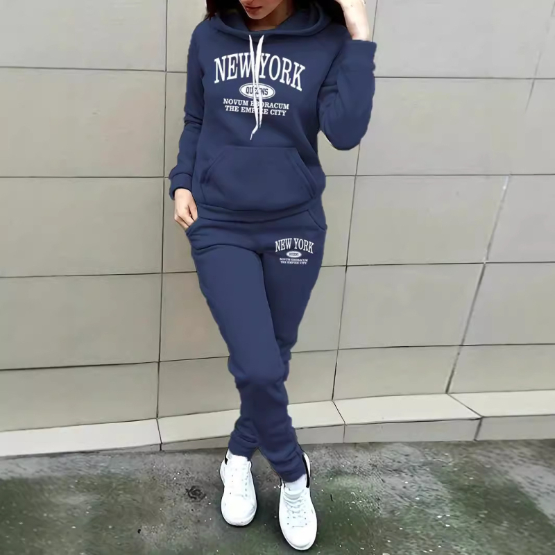 Ženski komplet majice s kapuljačom i trenirke za europske i američke pripadnice iz 2024. - moderan dvodijelni ležerni sportski komplet s printom