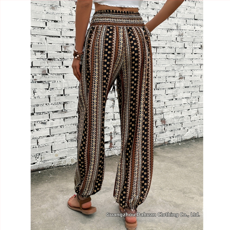 Voľné zoštíhľujúce nohavice s vysokým pásom v európskom a americkom štýle, vysoký pás s potlačou, nový štýl s príveskom na nohy, úzke nohavice s voľnými nohavicami