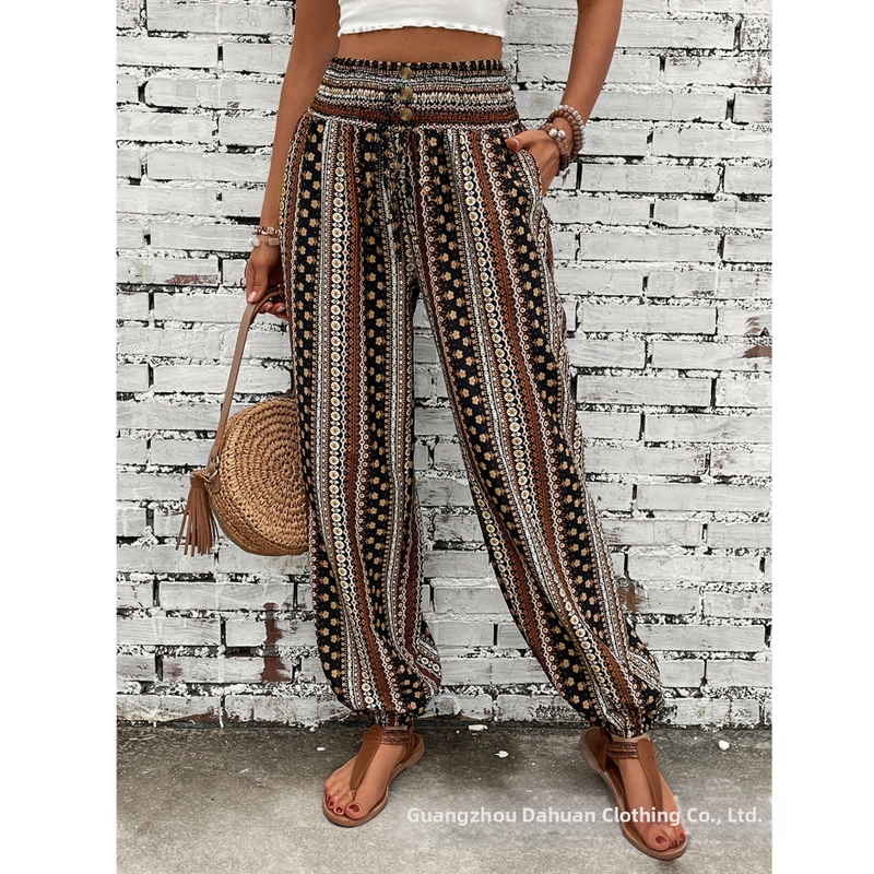 Voľné zoštíhľujúce nohavice s vysokým pásom v európskom a americkom štýle, vysoký pás s potlačou, nový štýl s príveskom na nohy, úzke nohavice s voľnými nohavicami