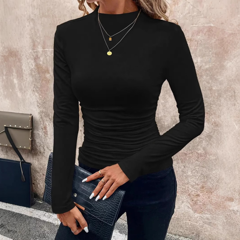 Amazon prekogranična majica za žene, nova modna proljetna i jesenska majica dugih rukava s poluvisokim ovratnikom, elastična majica slim-fit, za mršavljenje, vanjska trgovina