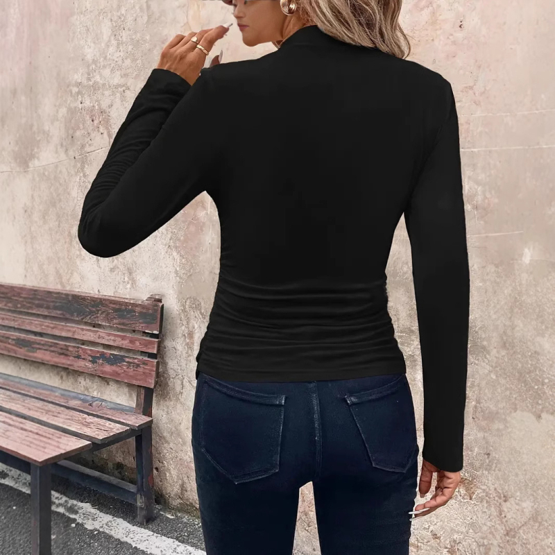 Amazon prekogranična majica za žene, nova modna proljetna i jesenska majica dugih rukava s poluvisokim ovratnikom, elastična majica slim-fit, za mršavljenje, vanjska trgovina