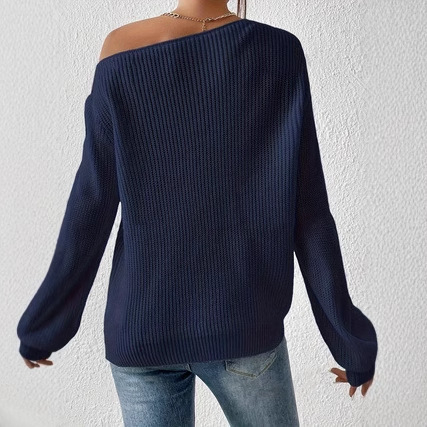 2025 Novi modni ležerni jednobojni svestrani pleteni pulover s okruglim izrezom, prekogranična platforma, lanac opskrbe