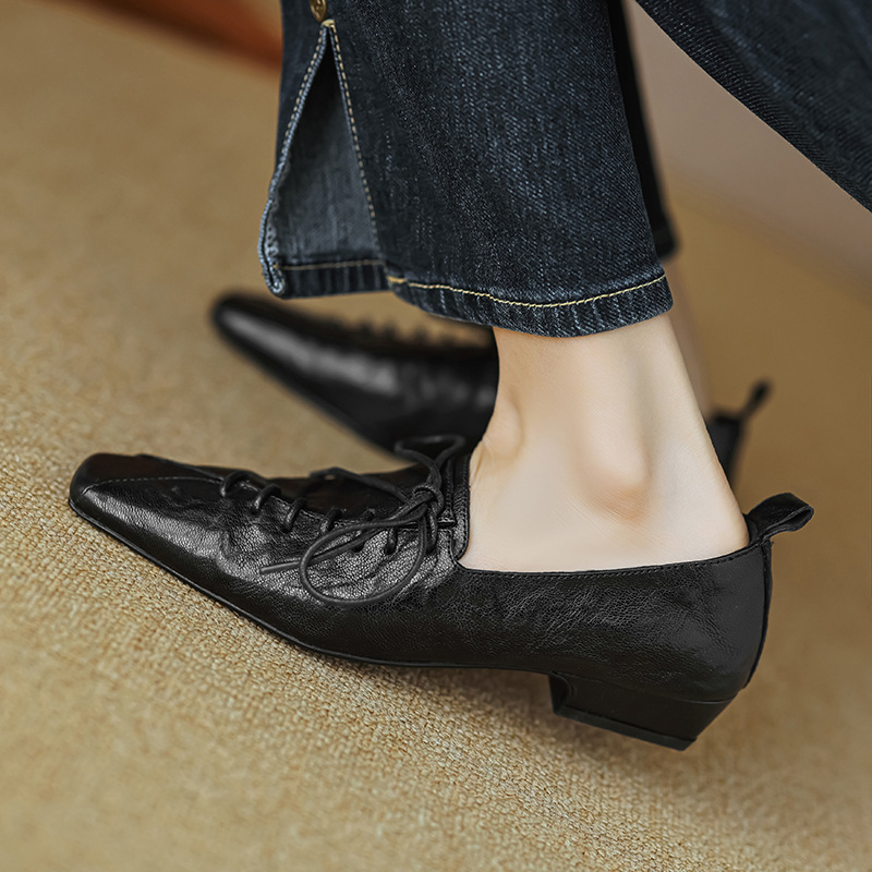 Pantofi sport din piele, retro, subțiri, cu talpă moale și șireturi, Haili, pentru primăvară și toamnă, retro, cu toc jos, maro, Derby, pantofi sport all-match