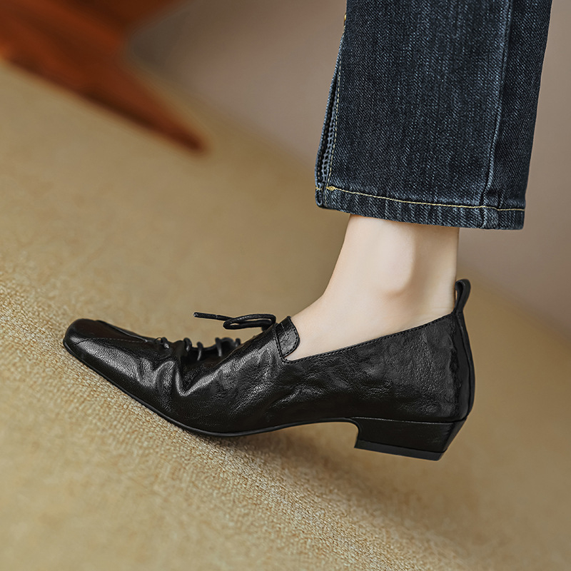 Pantofi sport din piele, retro, subțiri, cu talpă moale și șireturi, Haili, pentru primăvară și toamnă, retro, cu toc jos, maro, Derby, pantofi sport all-match