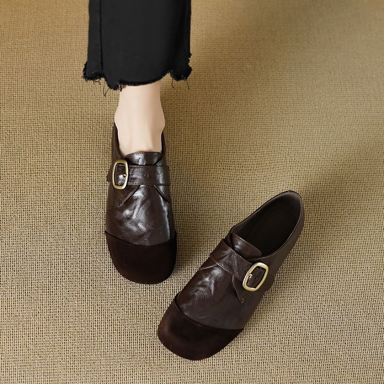 Versiune din piele de oaie! Pantofi plați Niche Design Sense cu cusături înghețate pentru femei, pantofi Mary Jane Birkennedy, fără slip-on, asortați