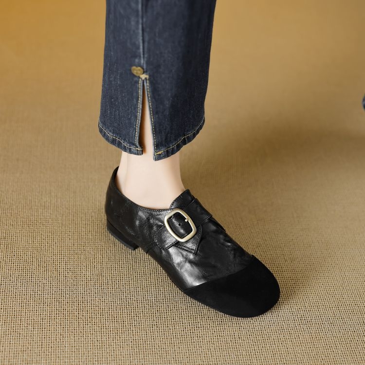 Versiune din piele de oaie! Pantofi plați Niche Design Sense cu cusături înghețate pentru femei, pantofi Mary Jane Birkennedy, fără slip-on, asortați