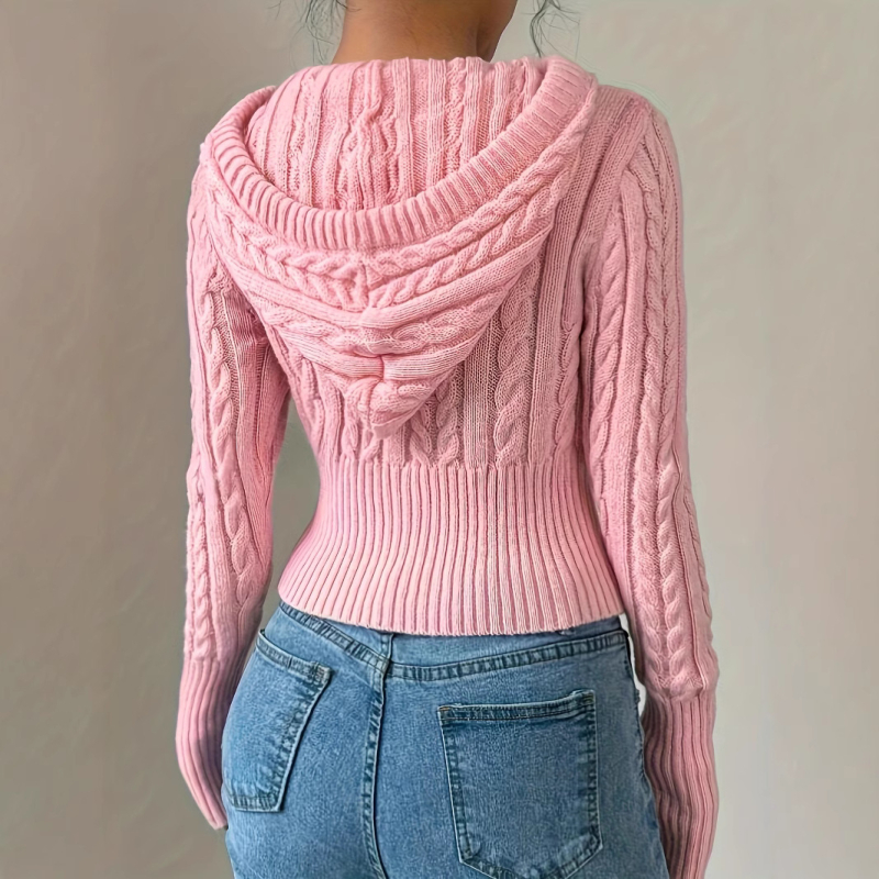 Ženski jesenski i zimski kaput s kapuljačom, debeli vuneni pleteni kardigan