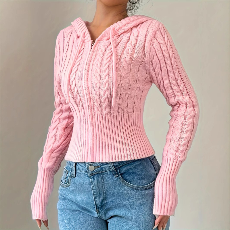 Ženski jesenski i zimski kaput s kapuljačom, debeli vuneni pleteni kardigan