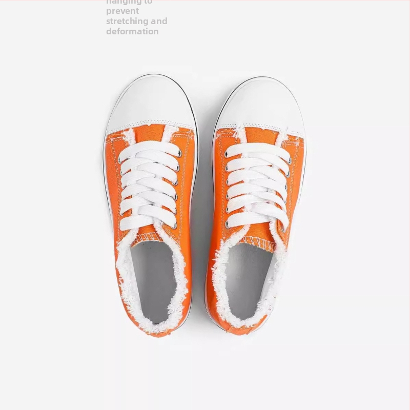 Európske a americké cezhraničné zahraničné obchodné nové kockované ploché topánky oranžové tekvicové plátené topánky ležérne ploché plátené topánky pre ženy