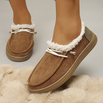 Pāris rudens un ziemas sieviešu vienas pēdas uzvelkamu, sabiezinātu, siltu, ērtu, plakanu dibenu ikdienas, pūkainu sporta apavu