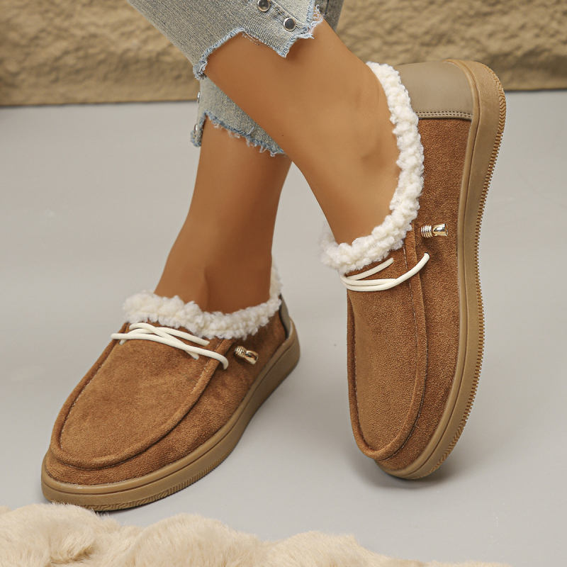 Pāris rudens un ziemas sieviešu vienas pēdas uzvelkamu, sabiezinātu, siltu, ērtu, plakanu dibenu ikdienas, pūkainu sporta apavu