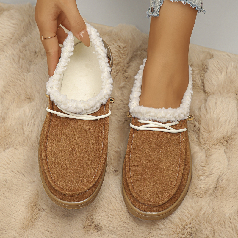 Pāris rudens un ziemas sieviešu vienas pēdas uzvelkamu, sabiezinātu, siltu, ērtu, plakanu dibenu ikdienas, pūkainu sporta apavu
