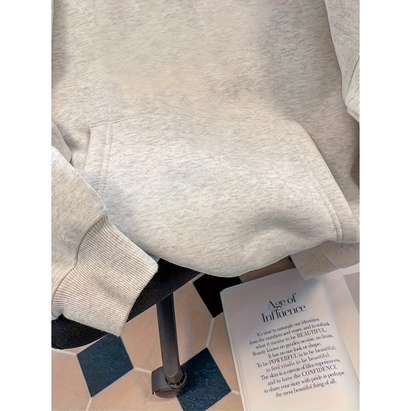 Macskamintás kenguru zsebes kapucnis pulóver, lezser hosszú ujjú H-mintás kapucnis pulóver