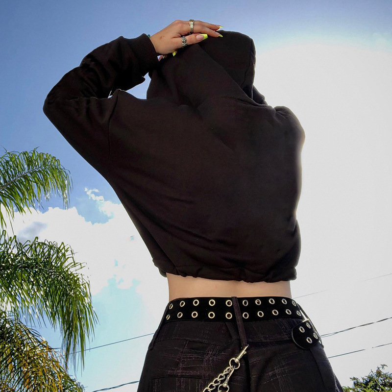 Prekogranična Amazon Halloween Punk moda Sternum printing kapuljačom oko struka Kratka majica Smiješna tanka vanjska