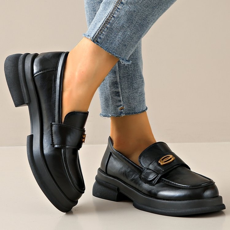 Male kožne cipele s platformom, plus size, proljetne nove mokasine u britanskom stilu, s plitkim izbočinama i okruglim vrhom, jednoslojne, za žene