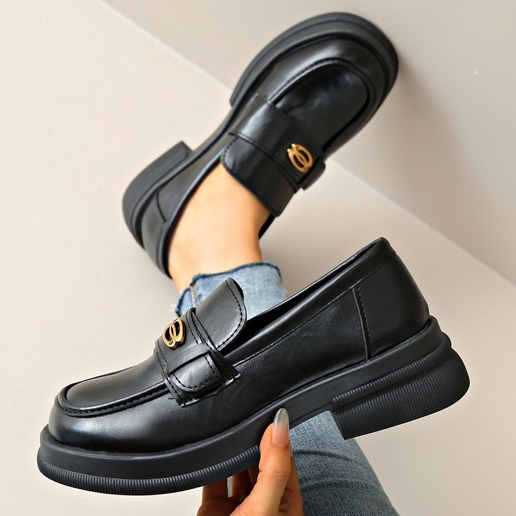 Male kožne cipele s platformom, plus size, proljetne nove mokasine u britanskom stilu, s plitkim izbočinama i okruglim vrhom, jednoslojne, za žene